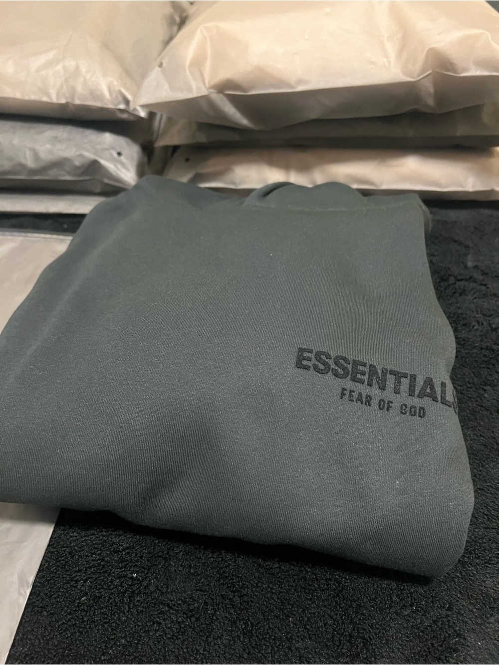 Essentials Black Crewneck Sweatshirt with Subtle Logo - Picture 2 of 4